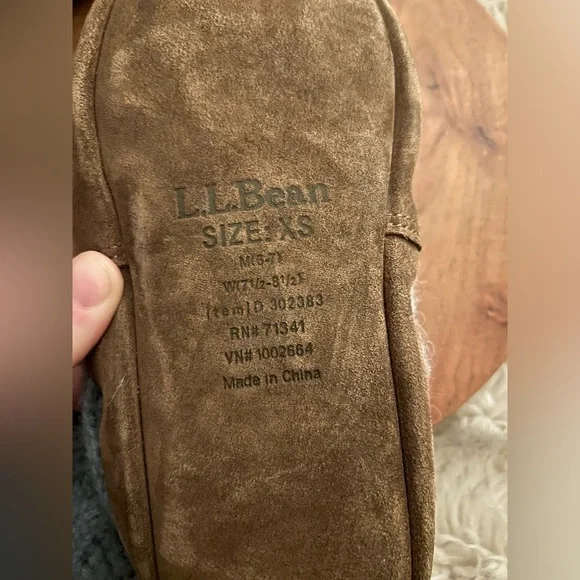 L.L. Bean Cable Knit Slipper Sock Leather Slippers Womens size 7.5 - Picture 3 of 7